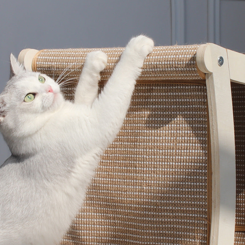 Lit pour chat en bois massif avec griffoir intégré